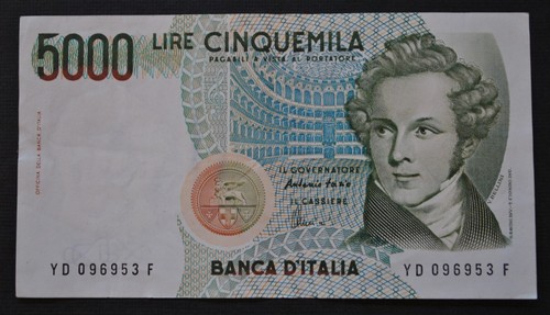 Italy 5000 lire banknote 1985 - italy,