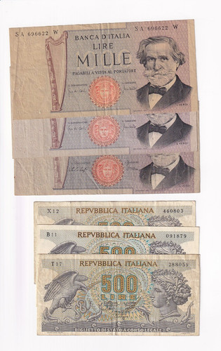 Italy 1000 500 lire 1966 - 1000, 1966-69