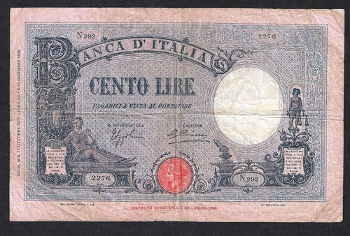 Italy banca italia 100 - banca, d'italia