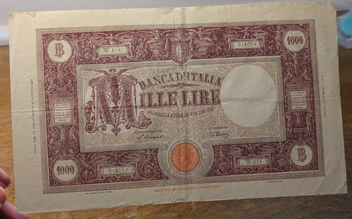 1943 italy 1000 - 1000, banknote