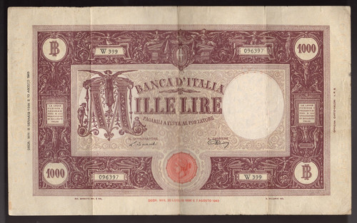 1946 italy bank 1000 - italy, of