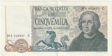 Italy 5000 Lire Banknote 1971