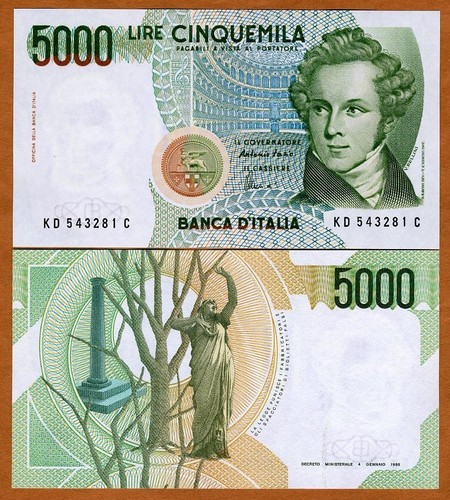 Italy 5000 lire 1985 - 1985,, p-111