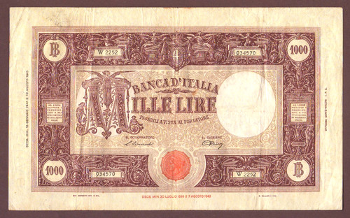 Italy 1000 lire - italy, 18.01.1947