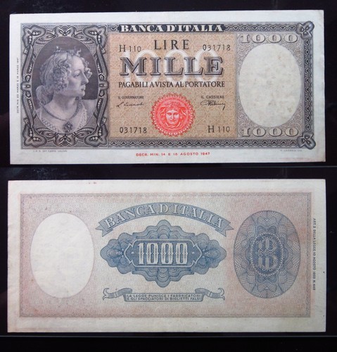 Italy 1000 lire 1947 - italy, aunc