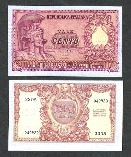 Italy banca italia 100 lire - italy,