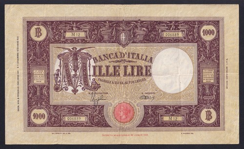 Italy banknote 1000 lire large - lire,